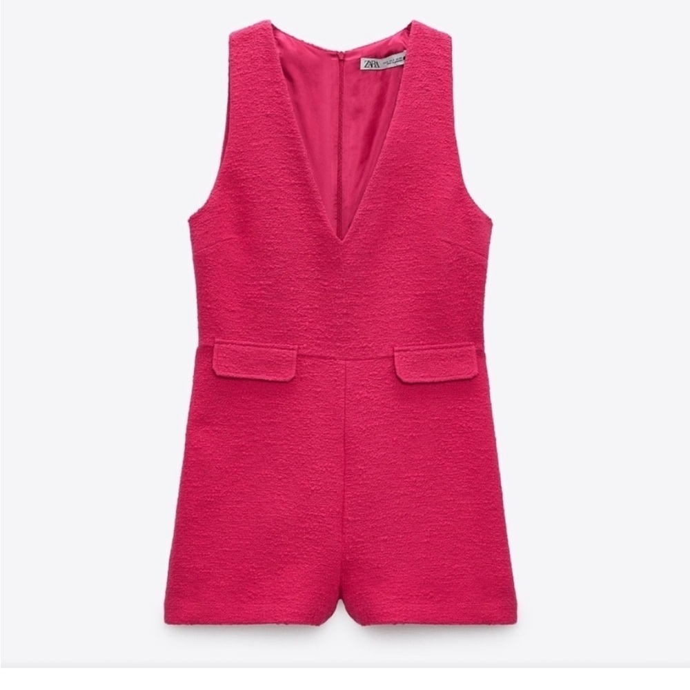 Zara Textured Weave Fuchsia Romper - image 2